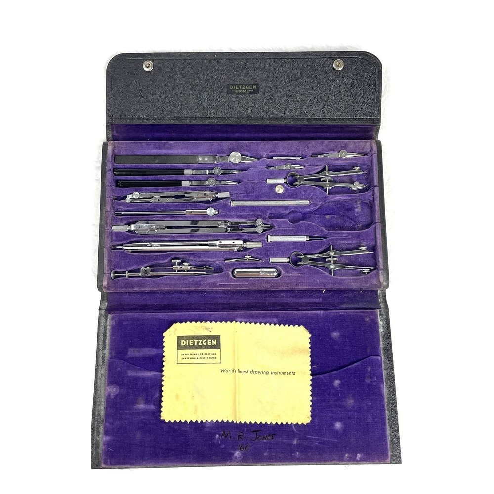 Vintage Dietzgen Kromet Drafting Instrument Set Germany Engineering Kit Case
